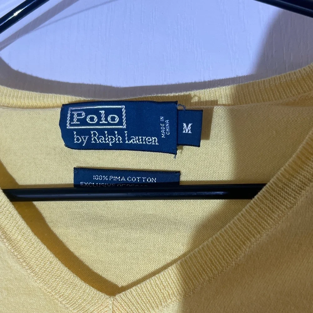Polo by Ralph Lauren Yellow V-Neck Sweater with Pony Logo